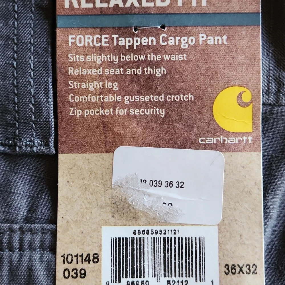 Carhartt NWT Men's Relaxed Fit Gray Cargo Pant Size 36x32 - Picture 2 of 10